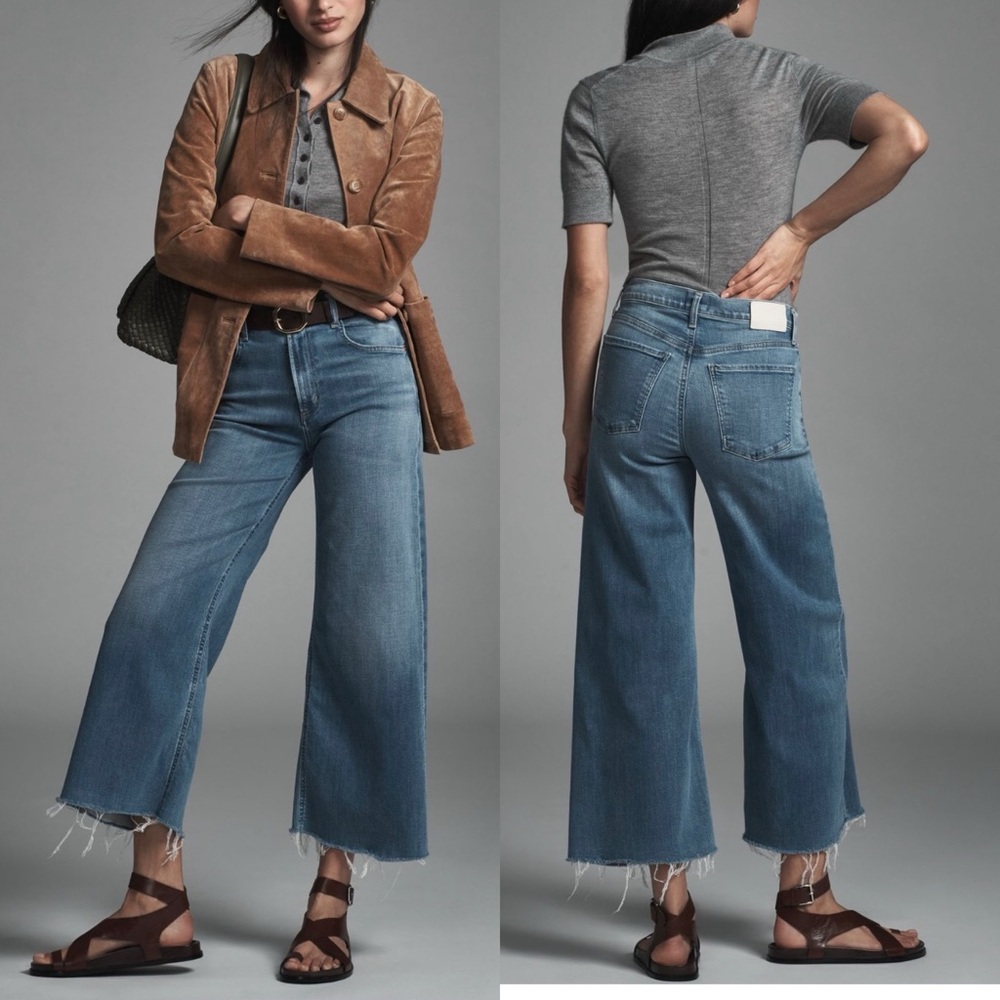 Anthropologie Citizens of Humanity Lyra Raw Hem Crop Wide Jeans